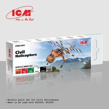 Набір акрилових фарб для Civil Helicopters ICM3093 фото