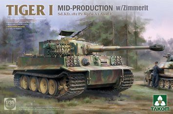 Збірна модель 1/35 Німецький танк Tiger I Sd.Kfz.181 Pz.Kpfw.VI Ausf.E (Mid) з циммеритом Takom 2198 TK2198 фото