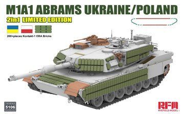 Збірна модель 1/35 американський танк Абрамс M1A1 Україна/Польща 2 в 1 лімітована серія RM-5106 фото