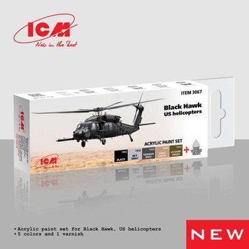 Набір акрилових фарб для Black Hawk. US helicopters ICM3067 фото