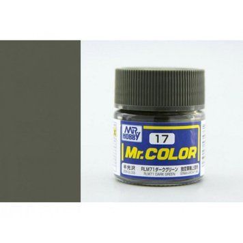 RLM71 Dark Green semigloss, Mr. Color solvent-based paint 10 ml / Темно-зелений напівглянсовий C17 фото
