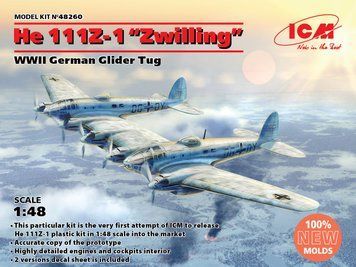 He 111Z-1 &ldquo;Zwilling&rdquo;, WWII Німеччина Glider Tug ICM48260 фото