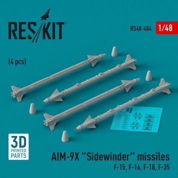 Масштабна модель Ракети AIM-9X "Sidewi nder" (4 шт.) (3D Printed) (1/48) RS48-0484 фото