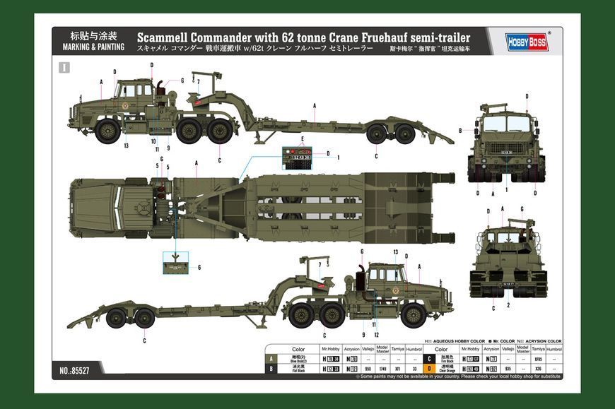 Збірна модель транспортера танків Scammell Commander with 62 ton Crane Fruehauf semi-trailer HB85527 фото